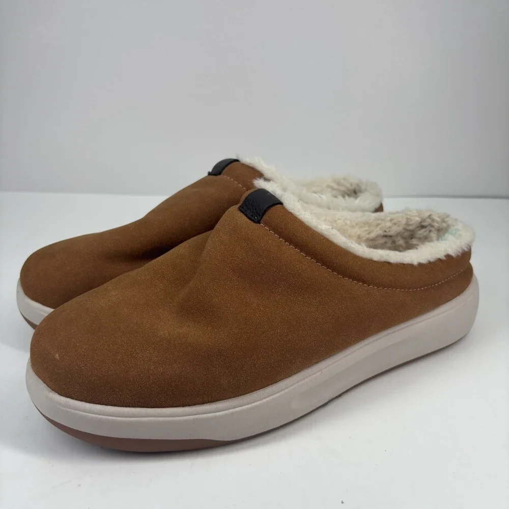 RedHead Men's US 11M Chestnut Suede Faux Fur Slip-On Sherpa Winter Clogs Slipper